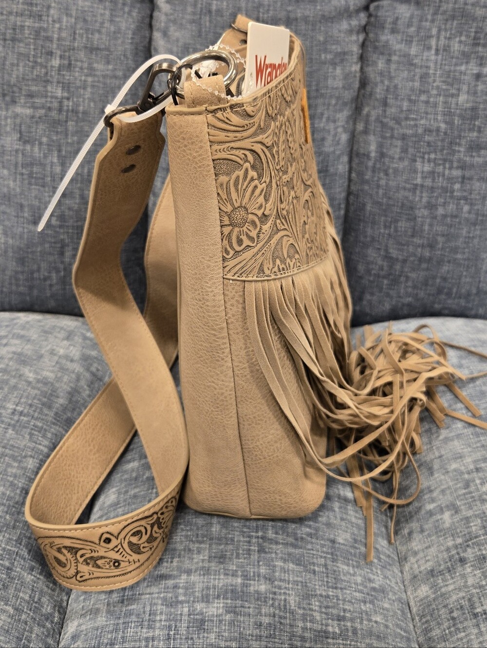 Wrangler Beige Fringe Crossbody Handbag - Picture 3 of 5